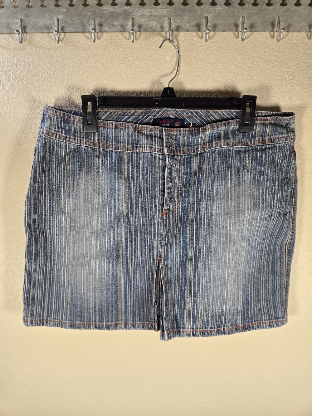 Vigoss Vintage Y2K Blue Striped Denim Skirt
